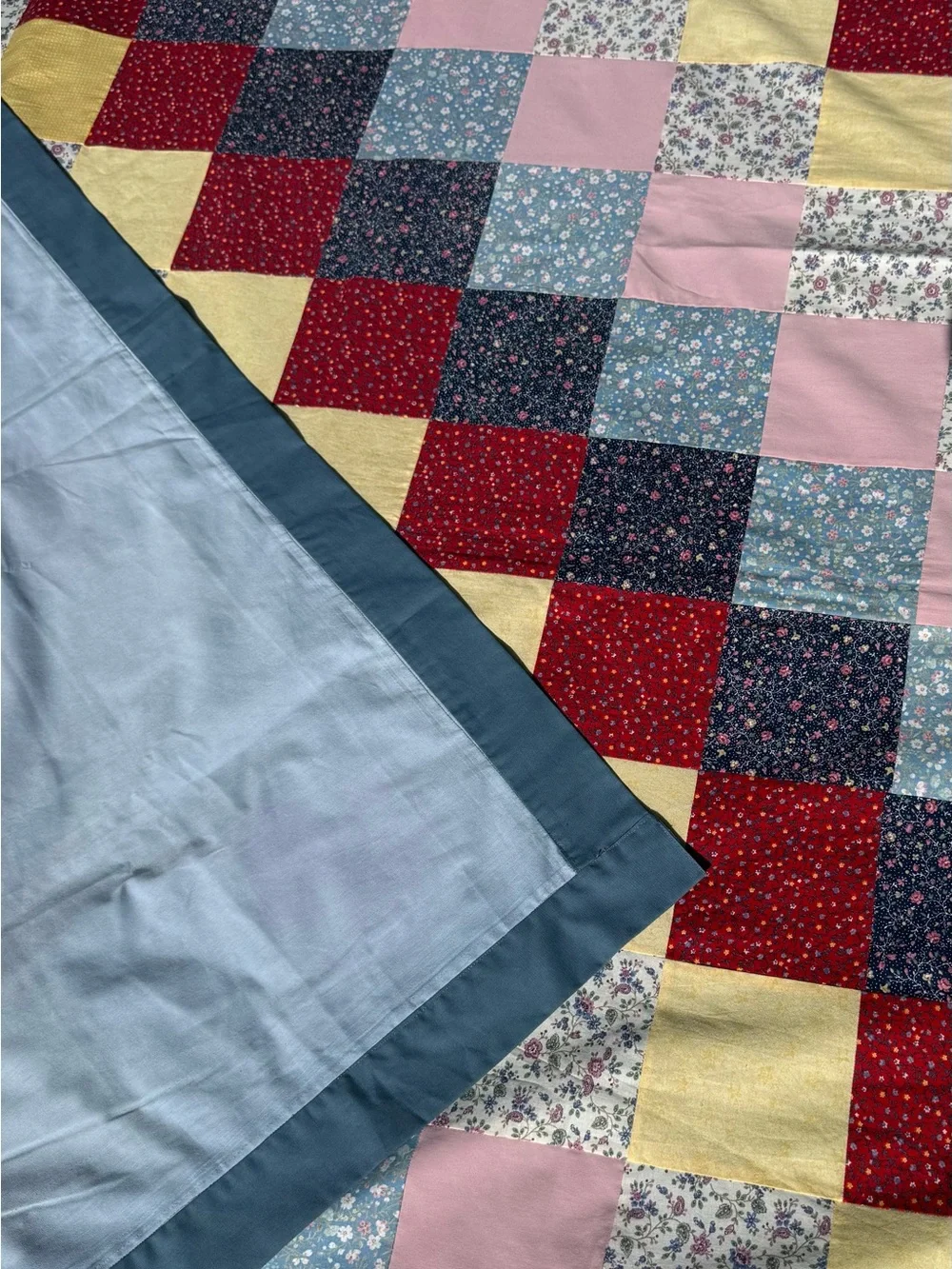 Handmade Patchwork Around the World 77x94 Quilt TOPPER and Two Shams